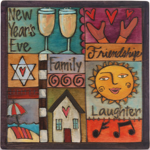 10"x10" Plaque –  Colorful holiday plaque with Judaica elements