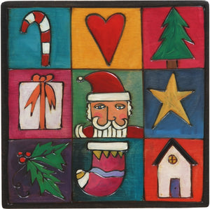 7"x7" Plaque –  Holiday plaque with colorful block icons