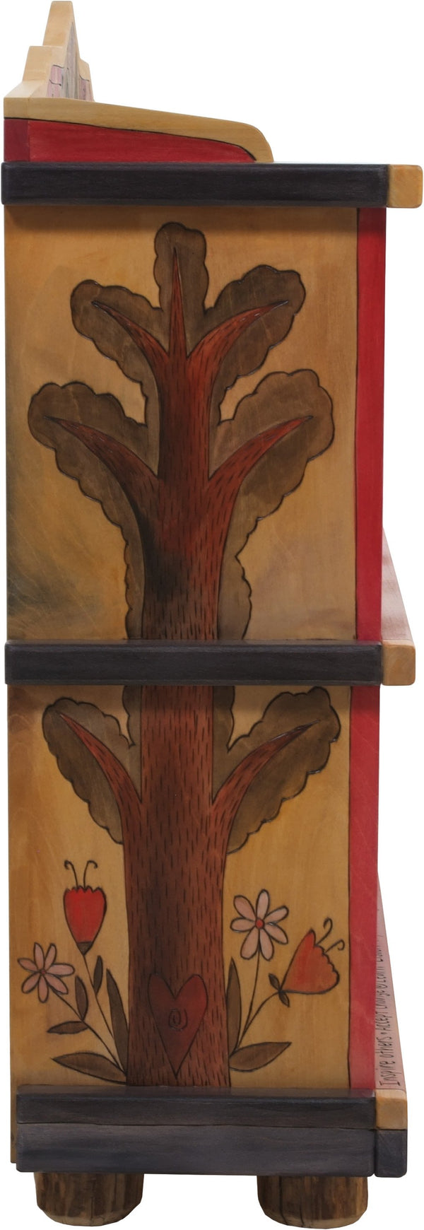 Short Bookcase –  "Life is a Delight" bookcase with beautiful scenery of trees on the rolling hills motif