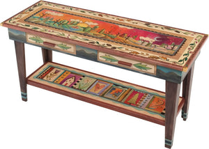 Sticks handmade sofa table with colorful four seasons design