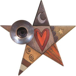 Star-Shaped Candle Holder –  Star-shaped candle holder with heart and moon motif