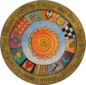 18" Round Tray –  Follow your Heart round tray with sun motif