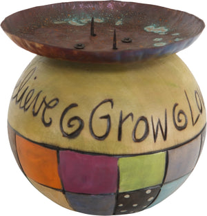 Ball Candle Holder –  Candle base with inspirational phrases and color blocks
