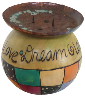 Ball Candle Holder –  Candle base with inspirational phrases and color blocks