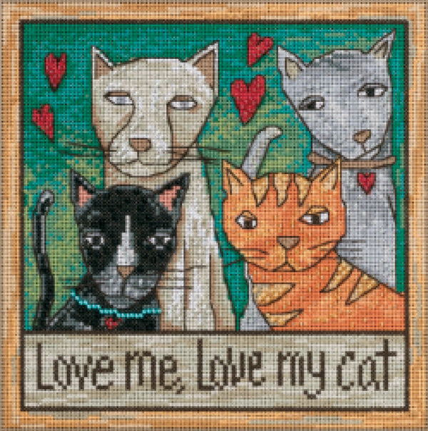 "Love Me Love My Cat" Cross Stitch Kit