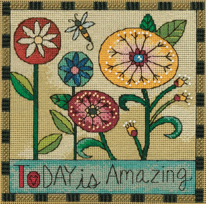 "Today is Amazing" cute contemporary floral motif with a buzzing bee
