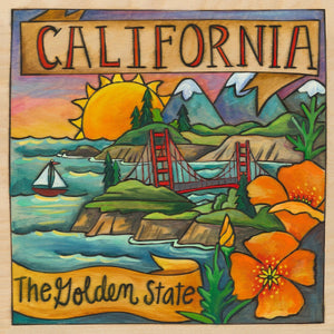 "The Golden State" Plaque – Beautiful west coast landscape featuring the Golden Gate Bridge front view