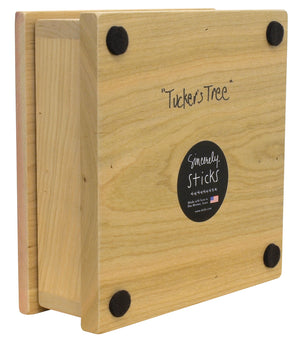 "Tucker's Tree" Keepsake Box – A Sticks tree of life grows in a hilly landscape back view