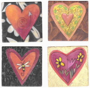 Hearts Marble Magnet Set – Various Sticks heart designs with fun patterns, colors, and accent imagery mixed in main view