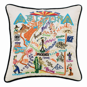 Arizona Hand-Embroidered Pillow -  The Grand Canyon State...This original design celebrates the State of Arizona