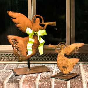 Collectible Angel Sculpture – Small tabletop halo angel playing a trumpet is perfect to display for the holidays or gift for a confirmation displayed with medium angel