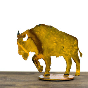 Buffalo Sculpture – Rustic patina bison sculpture adds the perfect touch of western plains to your home's décor main view