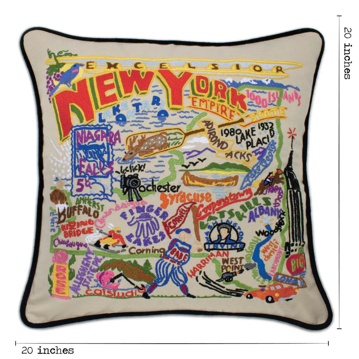 New York Embroidered Decorative Pillow Cover