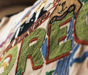 Oregon Hand-Embroidered Pillow