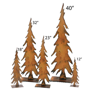 Pencil Tree Sculpture – Tall, thin pine tree sculptures that look best as a grouping but a single one will still look great with other mementos you have at home on a white background with sizes