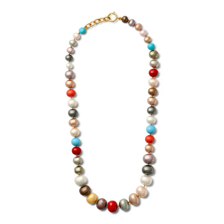 Rainbow Pebble Pearl Necklace