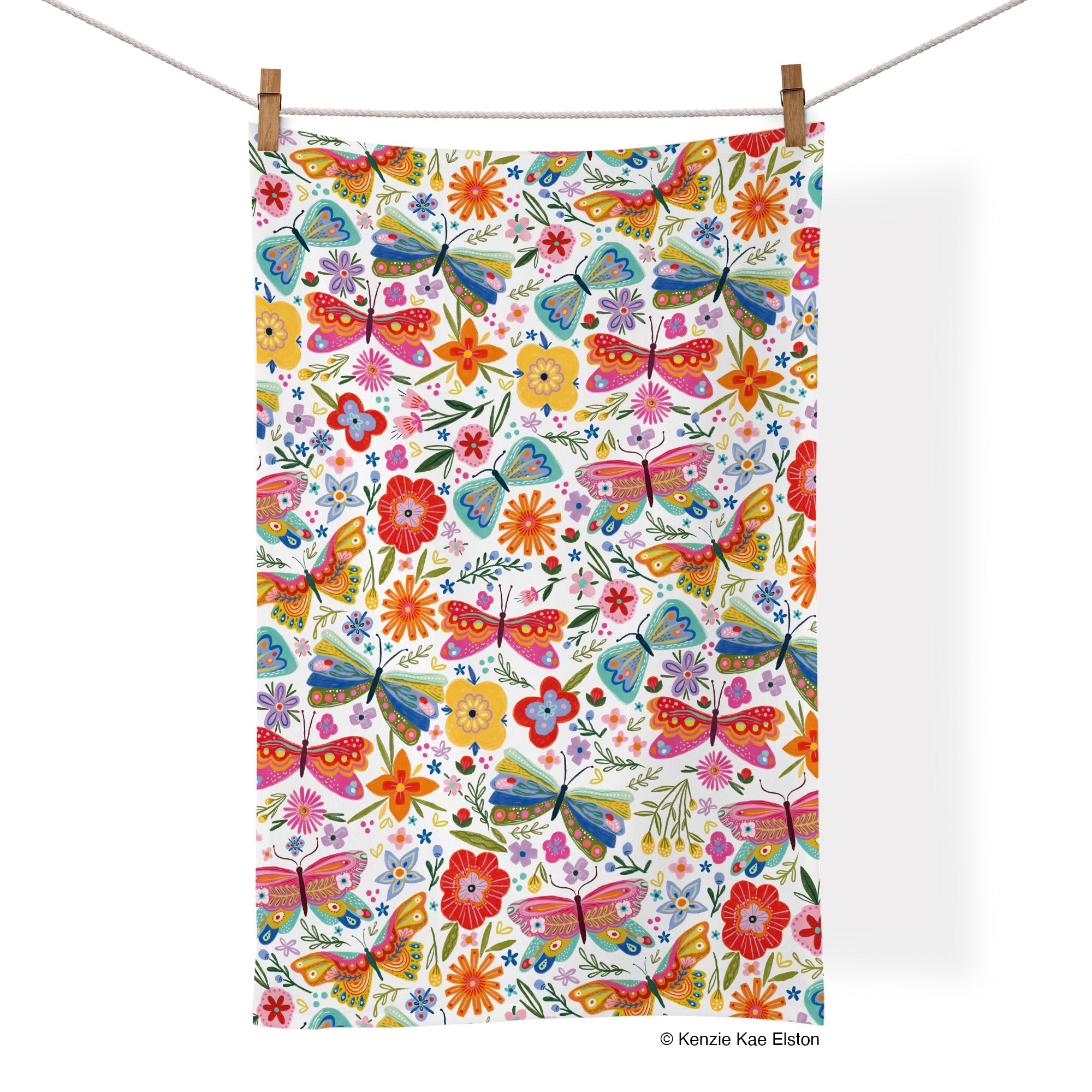 Cotton Tea Towel | Butterfly Floral