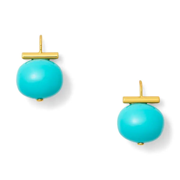 Turquoise Pebble Pearl Earrings | Large [Gold]