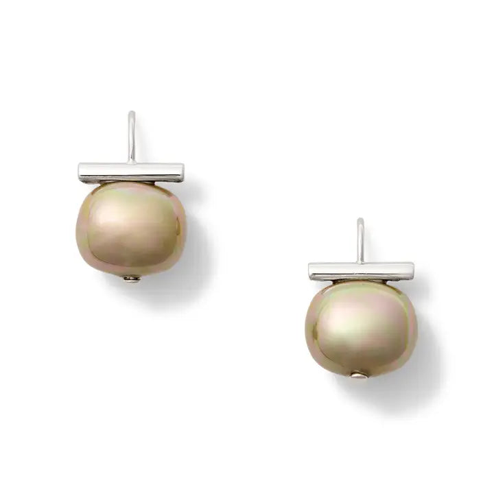 Biscuit Pebble Pearl Earrings | Medium [Silver]