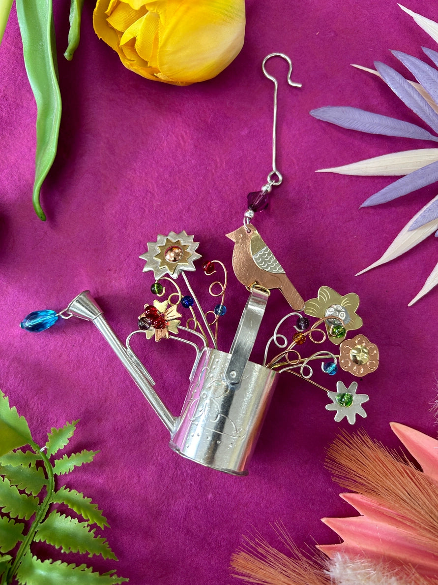 Bird Watering Can Ornament