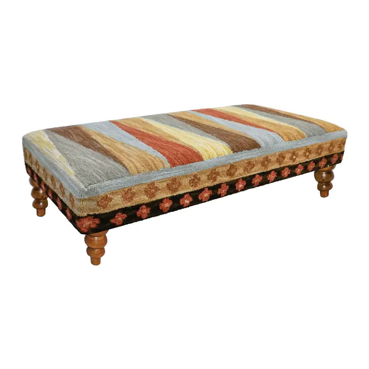 Wool Hooked Bench | Pinwheel
