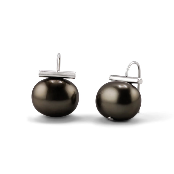 Espresso Pebble Pearl Earrings (Sterling)