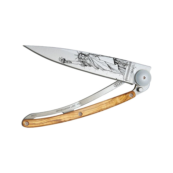Pocket Knife | Olive Wood + Lady Liberty | USA 250th