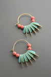 Turqoise & Glass Small Hoop Earrings