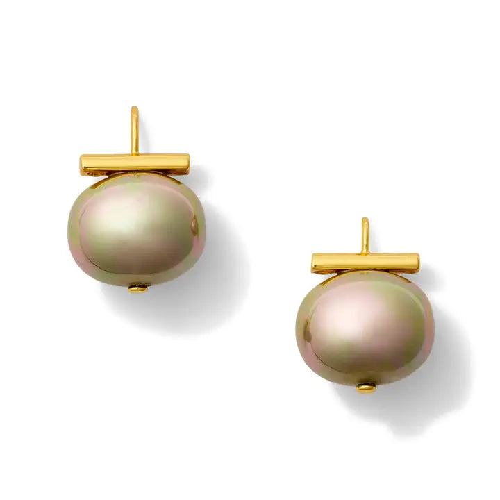 Biscuit Pebble Pearl Earrings | Large [Gold]