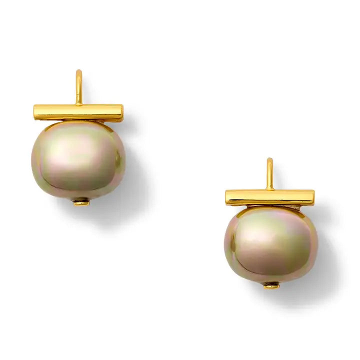 Biscuit Pebble Pearl Earrings | Medium [Gold]