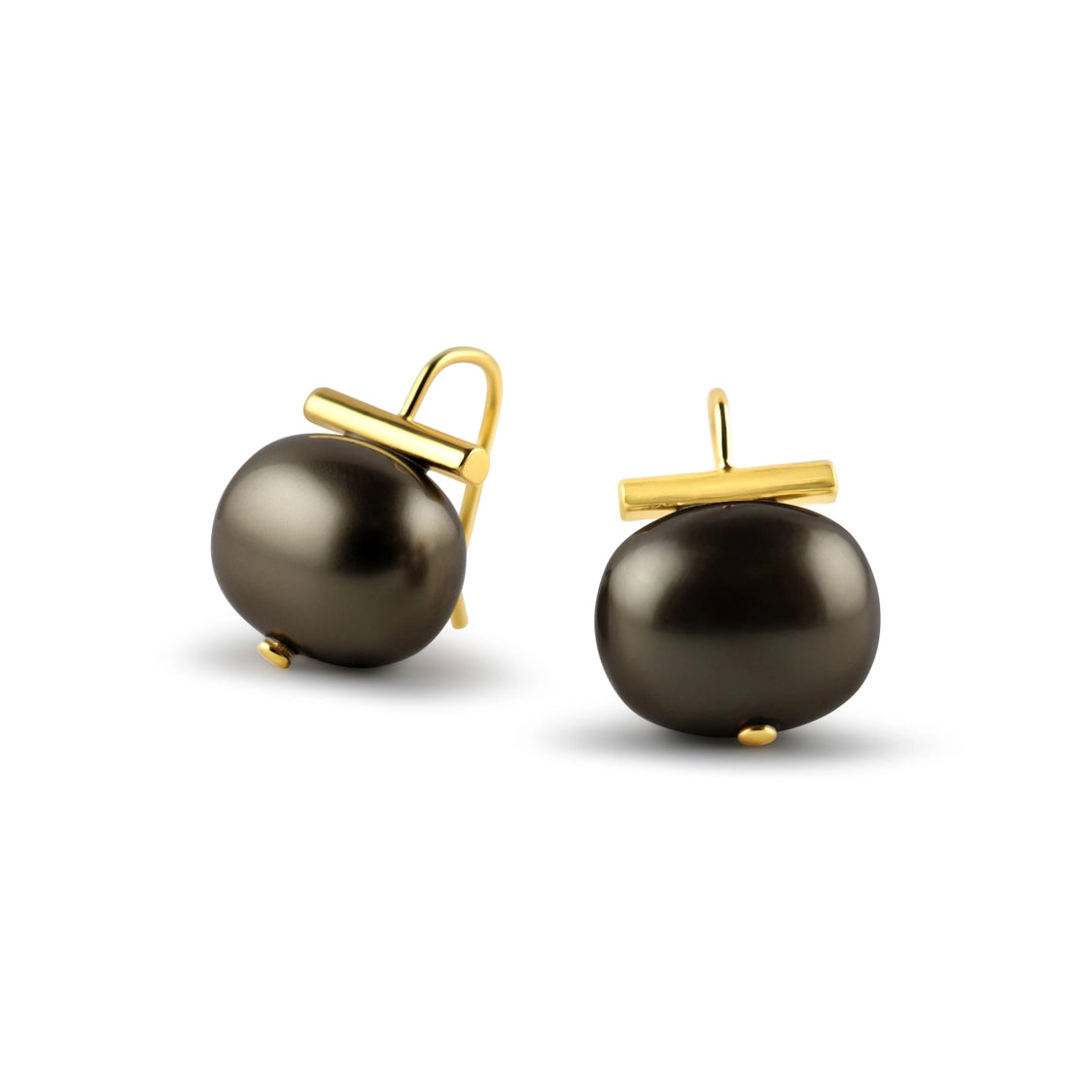 Espresso Pebble Pearl Earrings (Gold)