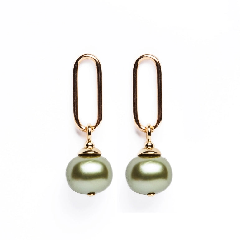 Lily Pad Link + Pearl Earrings