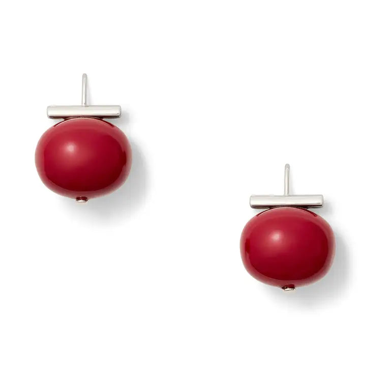 Claret Pebble Pearl Earrings | Large [Silver]