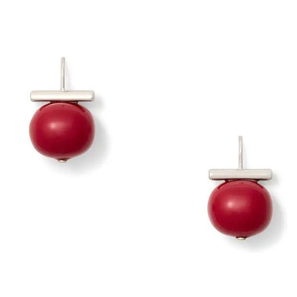 Claret Pebble Pearl Earrings | Medium [Silver]