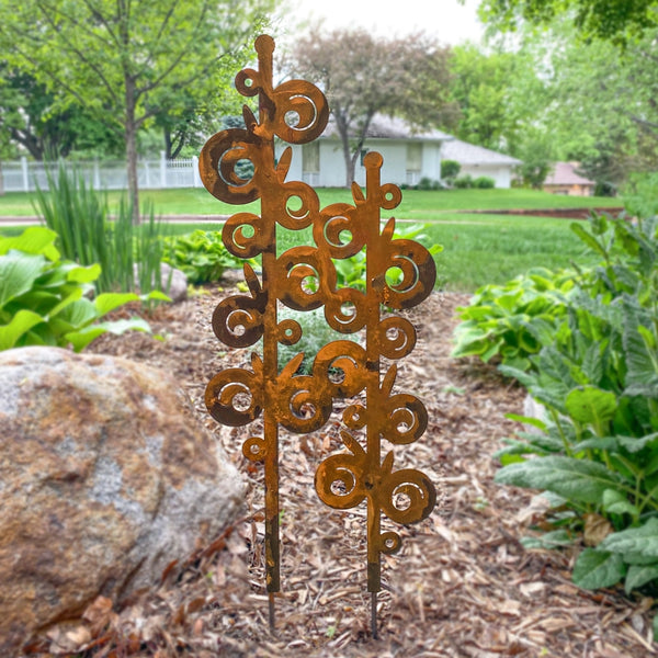 Double Hollyhock Garden Stake