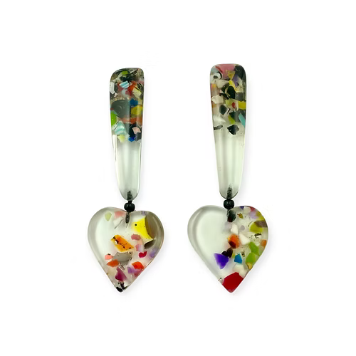 Long Heart Resin Earrings