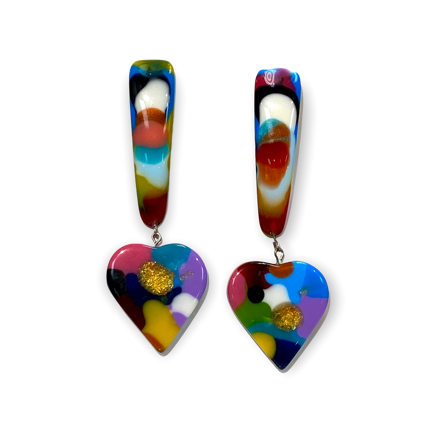 Long Heart Resin Earrings