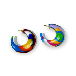Hoop Resin Earrings| Marble