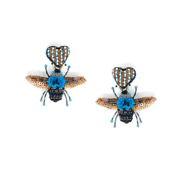 Blue Carpenter Bee Earrings