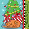 Christmas tree and sleeping cat design for gift card printout