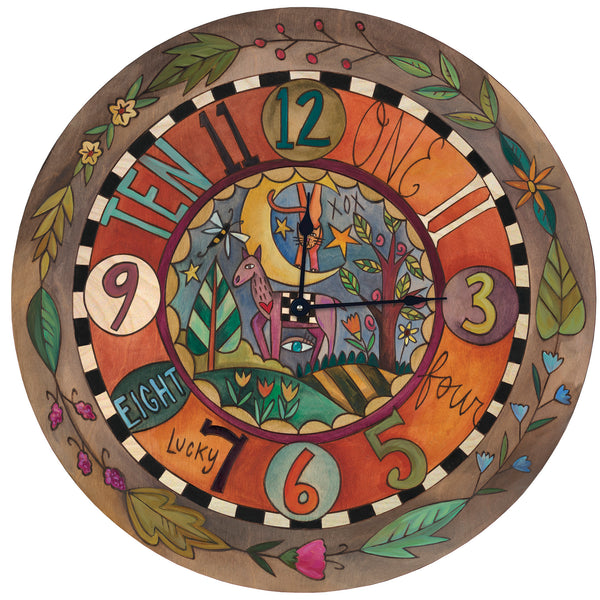 "Folk Revival" Round Clock