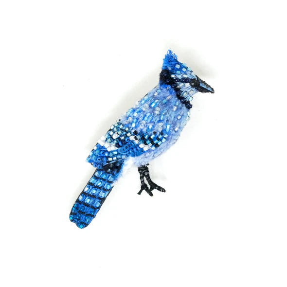 Crested Blue Jay Brooch Pin