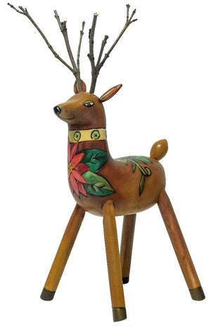 Wood reindeer christmas sculputre