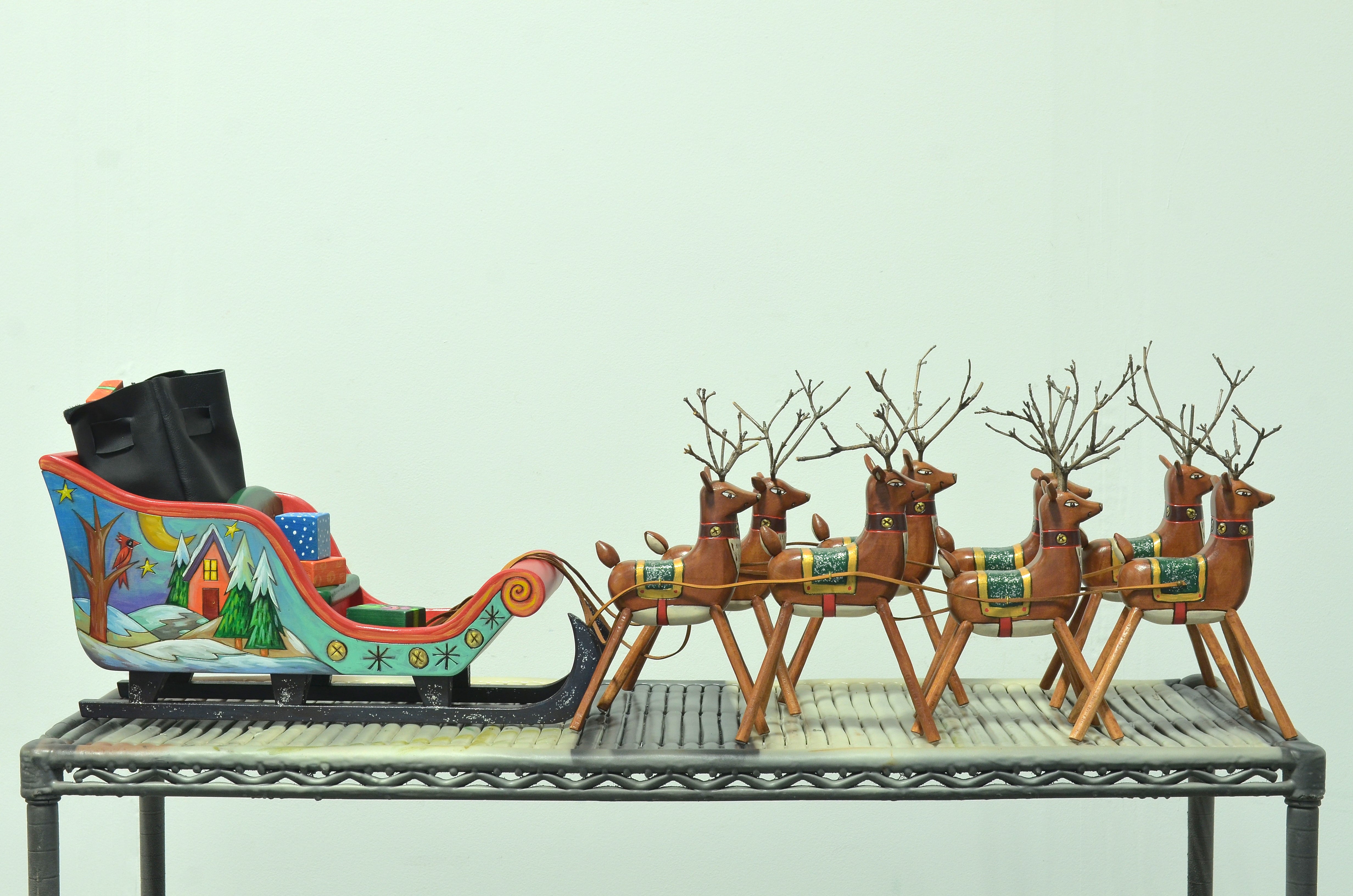 Santa's Reindeer and Sleigh Set