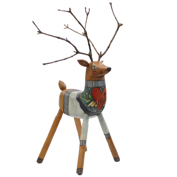 Reindeer Sculpture | Blue Sweater