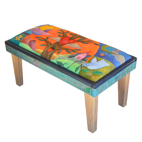 3ft Leather Seat Bench | Tree of Life