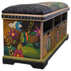Wooden Storage Leather Seat Bench
