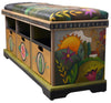 Wooden Storage Leather Seat Bench