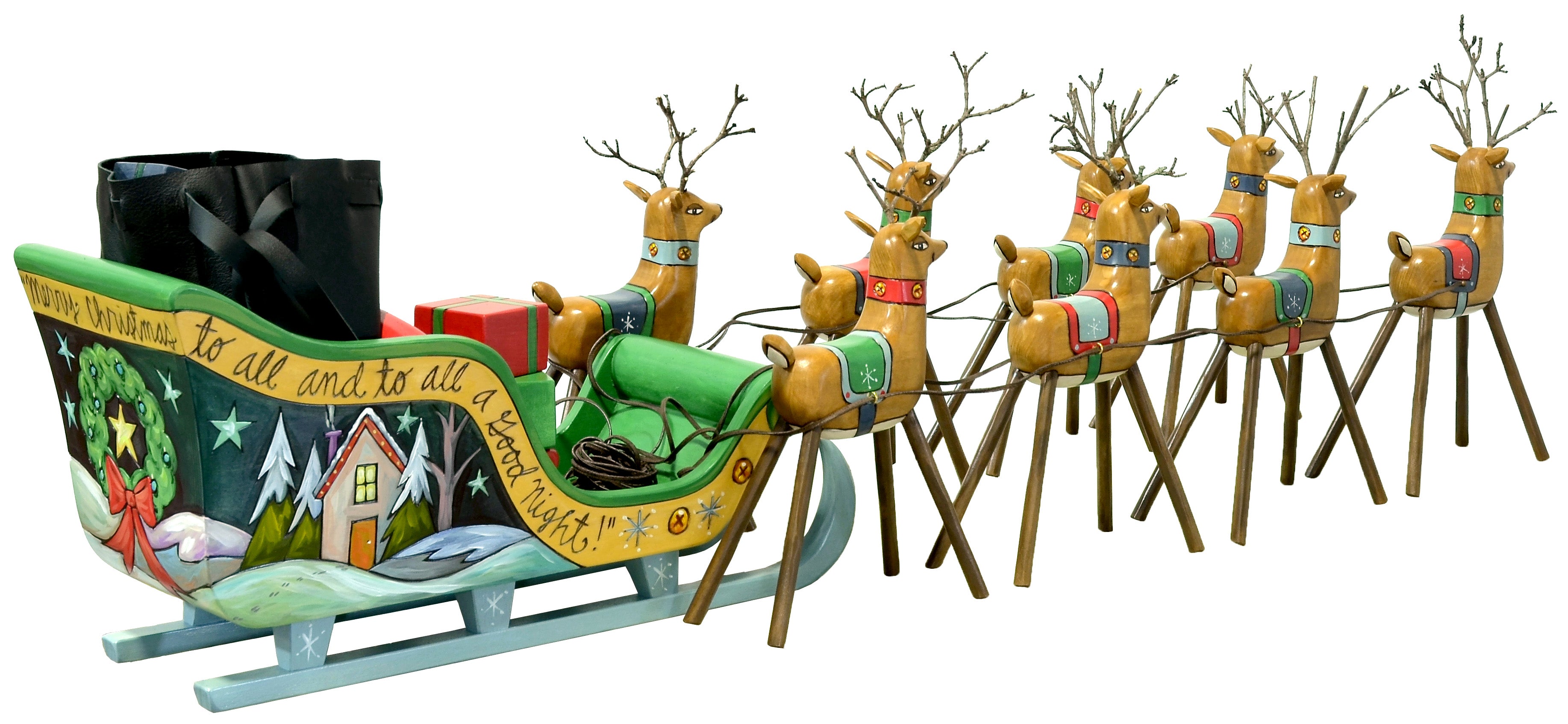 Santa's Reindeer and Sleigh Set