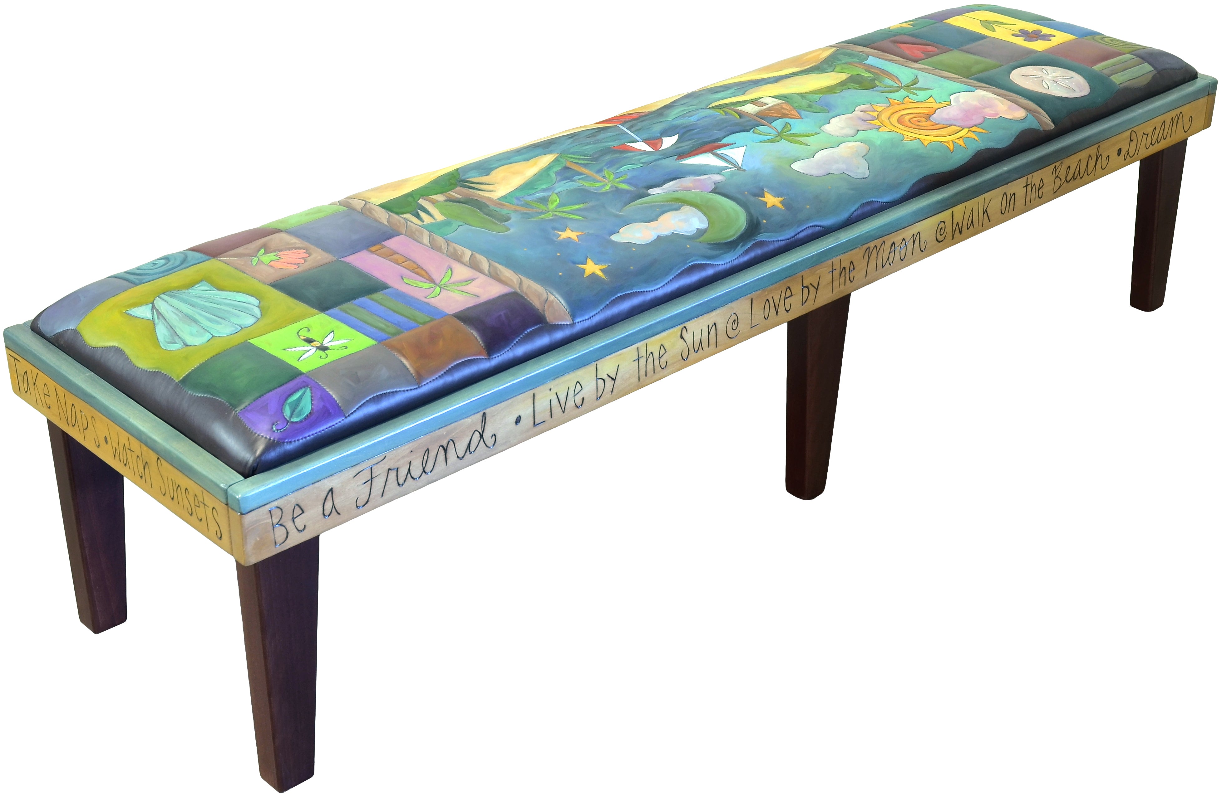 6ft Leather Seat Bench